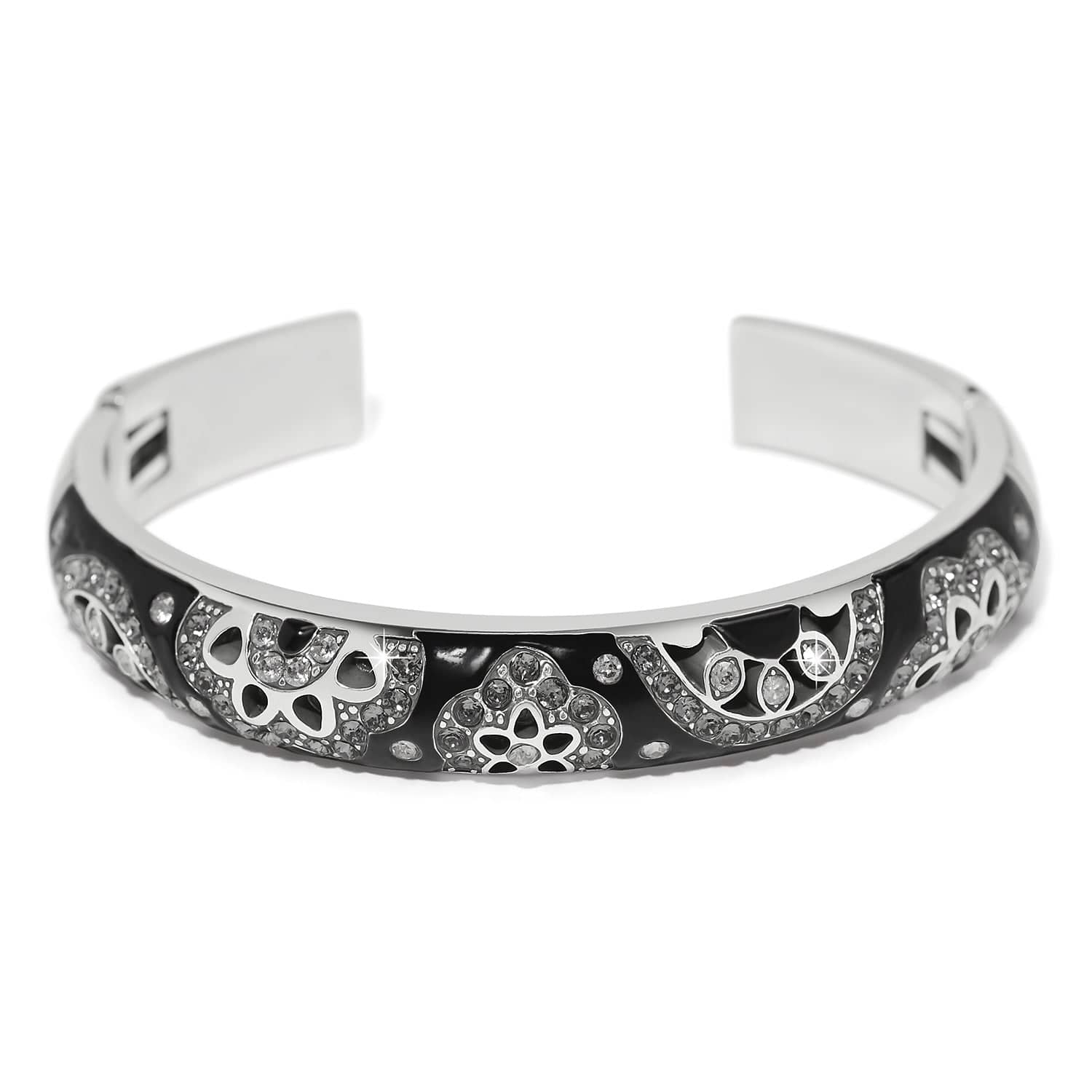 Flora Black Double Hinged Bangle Bracelet - Brighton