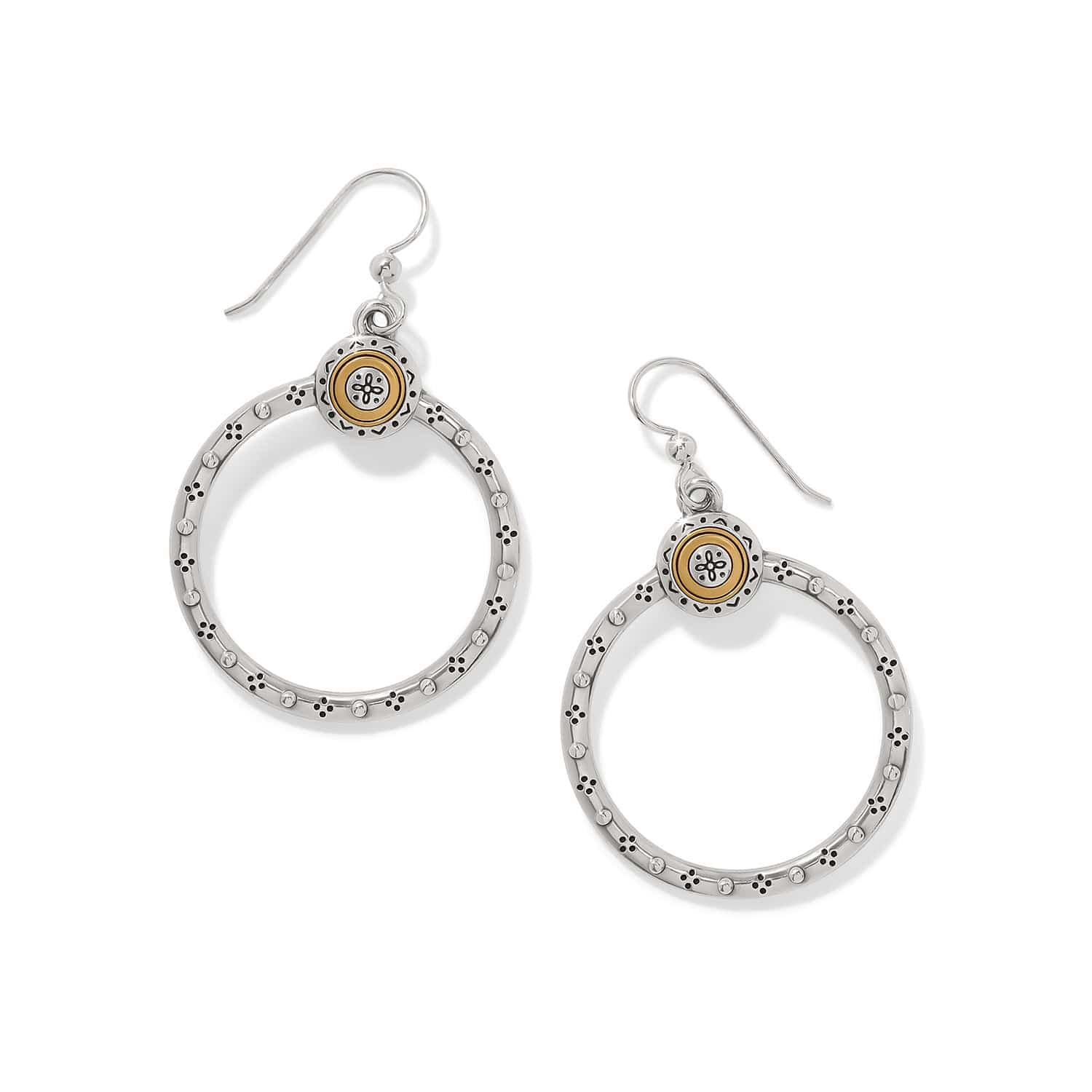 Mosaic Two Tone French Wire Hoop Earrings - Brighton