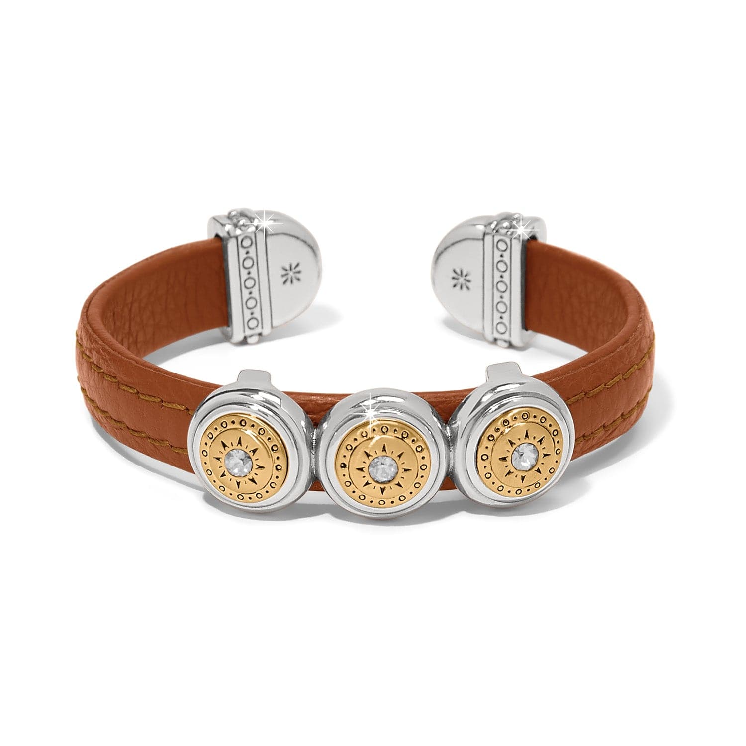 Mosaic Two Tone Leather Disc Cuff Bracelet - Brighton