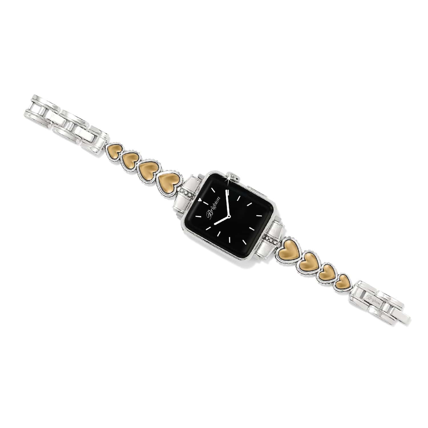 ♥️?Brighton Silver-Tone Crystal Heart Watch with Brown Tortoiseshell Band NWT Pretty Tough Two Tone Heart Watch Band - Brighton main image 4