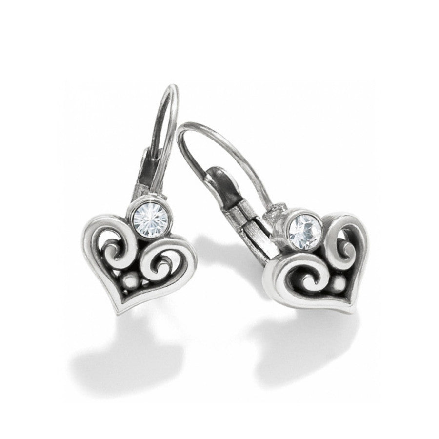 Alcazar Heart Leverback Earrings in silver