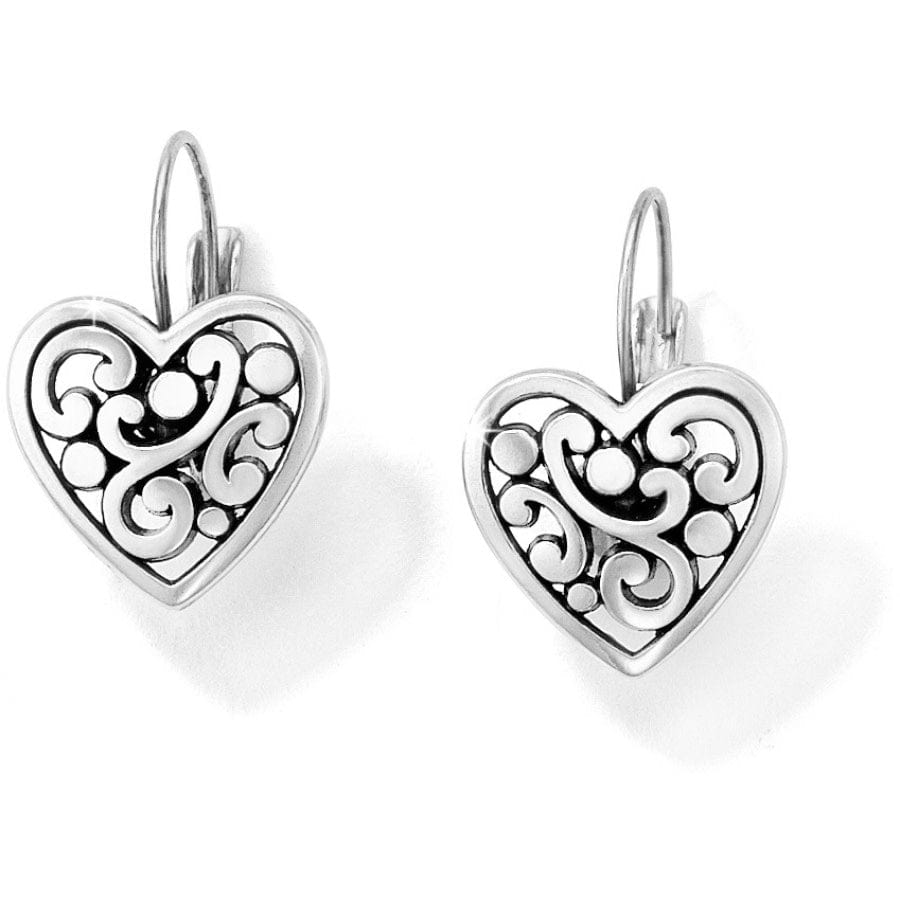 Contempo Heart Leverback Earrings in silver
