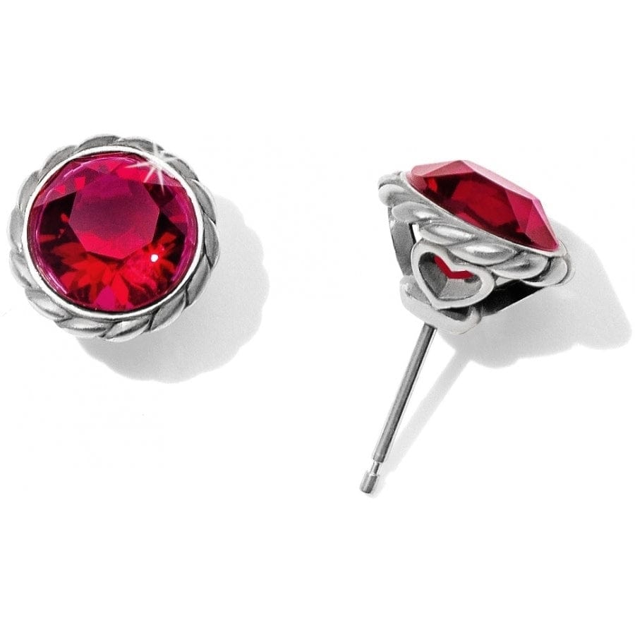 Iris Stud Earrings silver-ruby 2