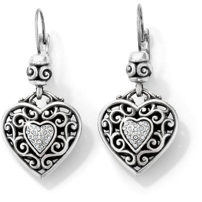 Reno Heart Leverback Earrings in silver