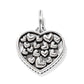 Brighton heart charm pendant with cluster of small raised hearts inside silver-tone open frame on a white background
