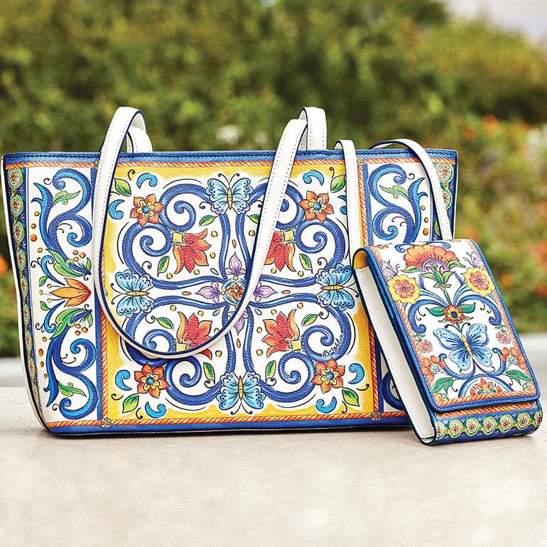 Image of a La Farfalla handbag with a La Farfalla Phone Organizer