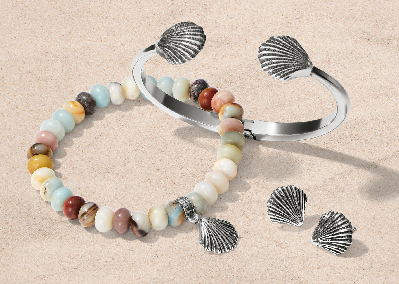Silver Shells bracelets and earrings