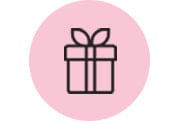 pink icon with a present