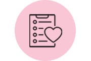 pink icon with a checklist