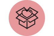 pink icon with a packing box