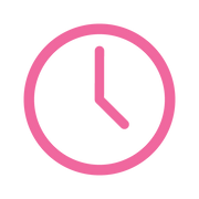 Pink clock icon on a white background