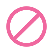 A pink symbol consisting of a circle with a diagonal slash through the center, shown on a plain white background.