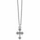 Brighton pendant necklace with small beaded cross charm and delicate two-tone chain on a white background