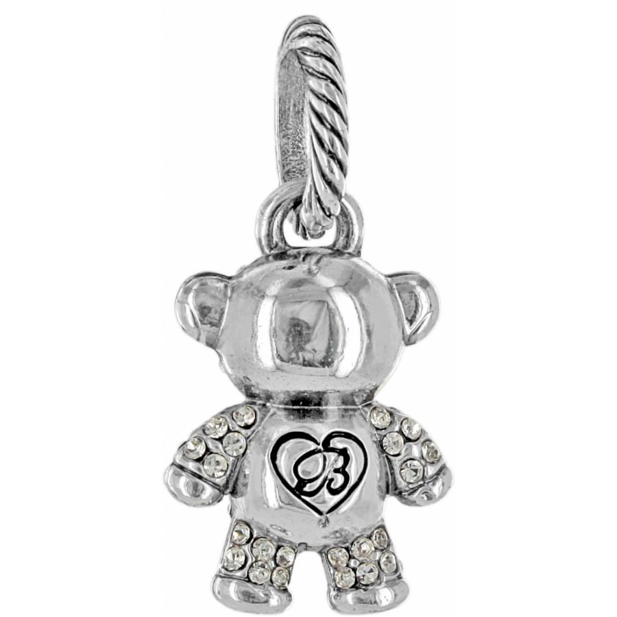 Brighton silver-plated boy charm with crystal accents and heart emblem on shirt on a white background