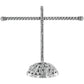 Brighton silver-plated jewelry stand with twisted T-bar, ornate scrolled base, and engraved script on a white background