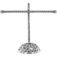 Brighton silver-plated jewelry stand with twisted T-bar, engraved script post, and ornate scrollwork base on a white background