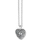 Brighton pendant necklace with silver-plated heart pavé crystal design and center crystal stone on a white background