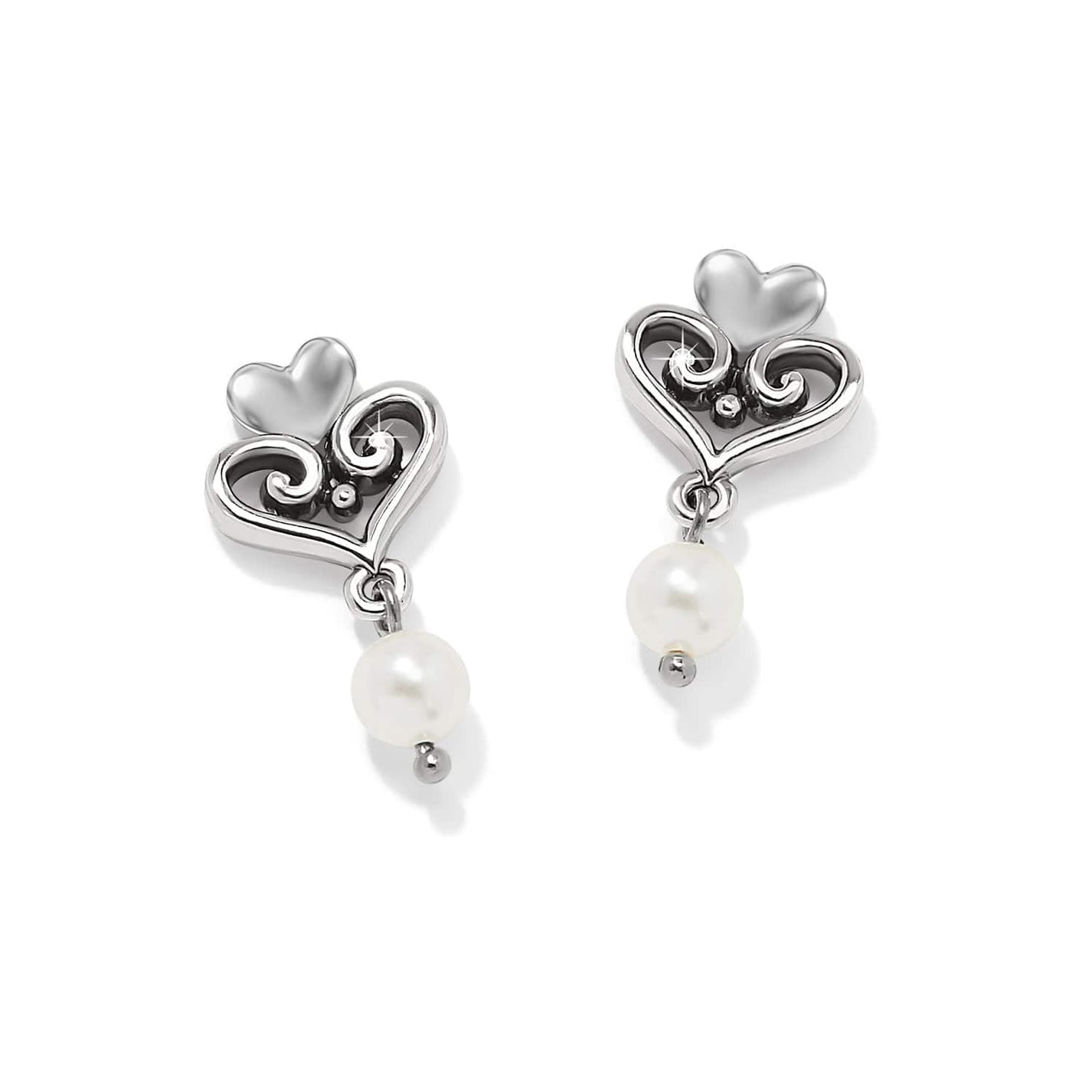 Cascade Open Heart Pearl Post Drop Earrings main image 1