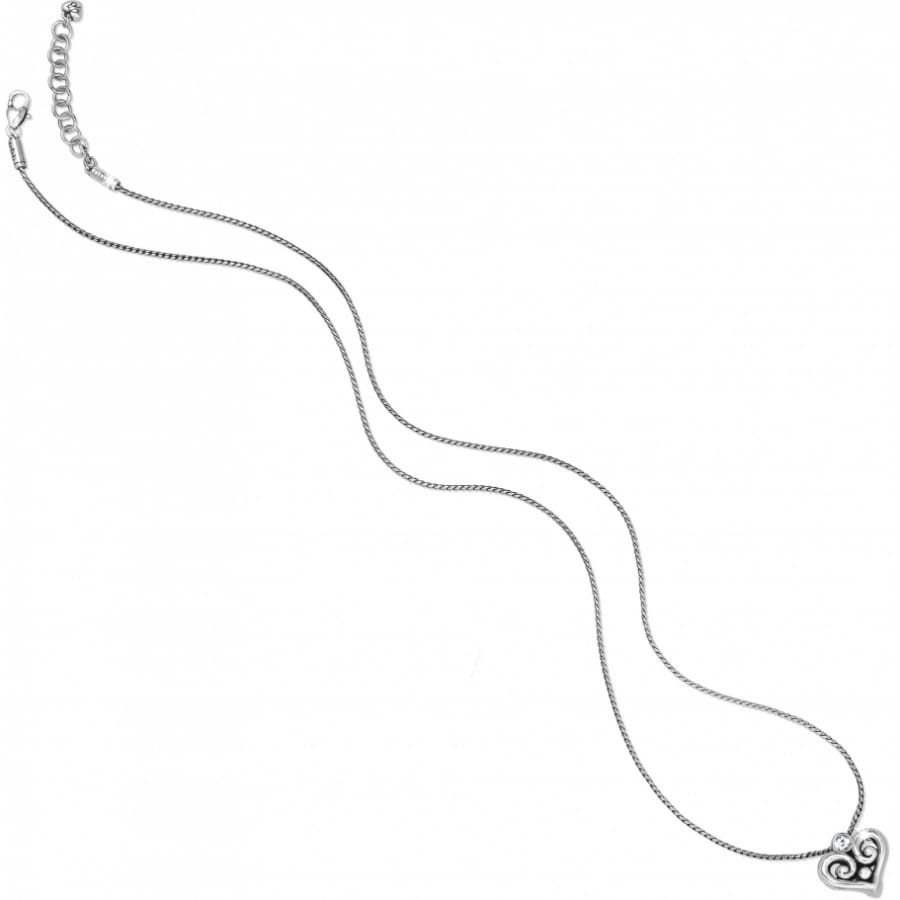 Brighton pendant necklace with silver-plated heart charm, crystal accents, and lobster clasp on a white background