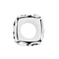 Brighton silver-plated charm bead with square shape, crystal accents, and decorative openwork sides on a white background