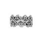 Brighton silver-plated ring with scrolled heart openwork design and crystal accents on a white background