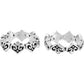 Brighton silver-plated heart band rings with scrollwork detailing and crystal accents on a white background
