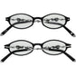 Brighton oval eyeglass frames in black with silver-tone floral scrollwork detailing on temples, shown from two angles on a white background
