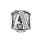 Brighton letter A charm bead with silver-plated finish and crystal accents along the letter on a white background