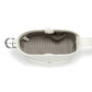 Brighton white leather handbag interior view showing patterned fabric lining and silver-tone hardware on a white background