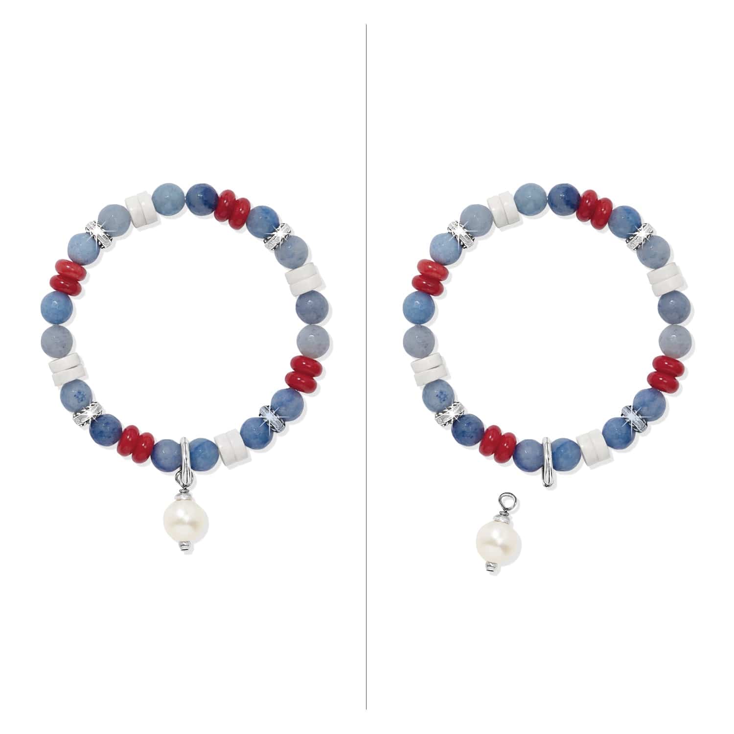 Americana Beach Pearl Charm Stretch Bracelet red-white-blue 3