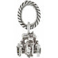 Brighton charm with silver-plated rope-textured loop and horse-drawn carriage motif with wheels on a white background