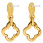 Brighton drop earrings with gold-tone oval posts and dangling quatrefoil clover shapes on a white background
