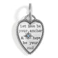 Brighton heart charm with silver-plated rope border, engraved inspirational message, and blue crystal star accent on a white background