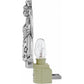 Brighton night light with silver-plated figural woman design and clear bulb on plug base on a white background