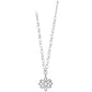 Brighton pendant necklace with silver-plated openwork floral design and oval link chain on a white background