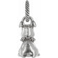 Brighton charm with silver-plated dog figure and twisted rope bail loop on a white background