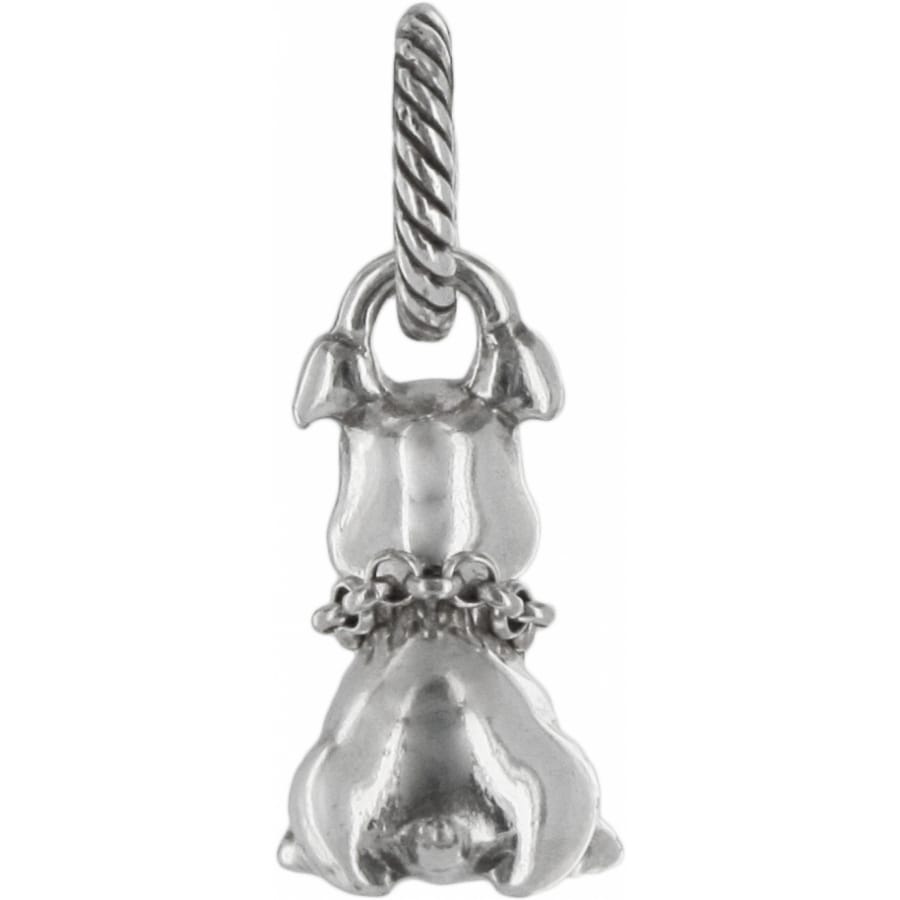 Brighton charm with silver-plated dog figure and twisted rope bail loop on a white background