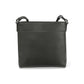 Brighton crossbody handbag in black pebbled leather with adjustable shoulder strap and silver-tone buckles on a white background