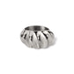 Brighton ring with silver-plated ribbed dome design and engraved heart logo inside the band on a white background