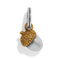 Brighton acorn charm with gold-tone textured cap and silver-tone body on a split ring on a white background