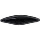 Brighton black leather card case shown from above with open interior and patterned fabric lining on a white background