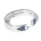 Brighton silver-plated hinged cuff bracelet with blue crystal heart accents and engraved interior message on a white background