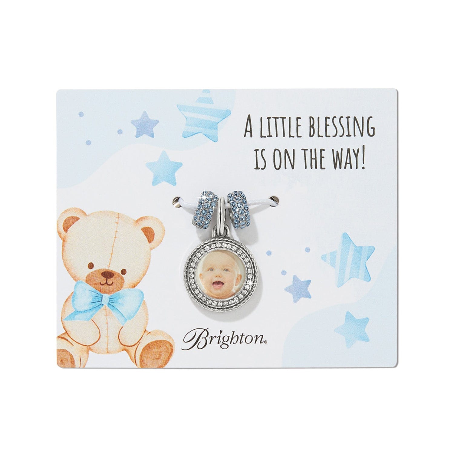 Baby Boy Memento Charm Card silver-blue 1