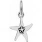 Brighton starfish charm with silver-plated finish and small embossed starfish accent at center on a white background