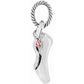 Brighton ballet slipper charm with silver-plated finish and small pink crystal accent on a white background