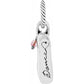 Brighton dance shoe charm with silver-plated finish, engraved Dance script, and pink crystal accent on a white background