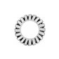 Brighton silver-plated spacer bead with ribbed sunburst texture and open center on a white background