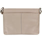Brighton handbag shown from the back in taupe pebbled leather with center stitching and silver-tone hardware on a white background