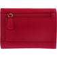 Brighton red pebbled leather wallet shown from the back with zippered pocket and stitched trim on a white background