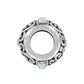 Brighton silver-plated spacer charm with scroll openwork design and crystal accents on a white background